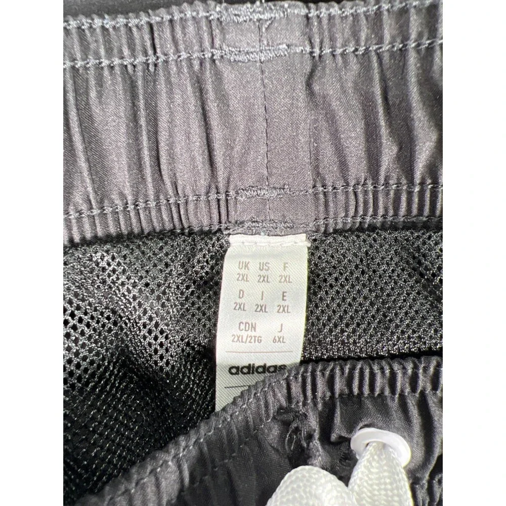 adidas Men's Black Striped Mesh Lined Swim Trunk Shorts - 2XL